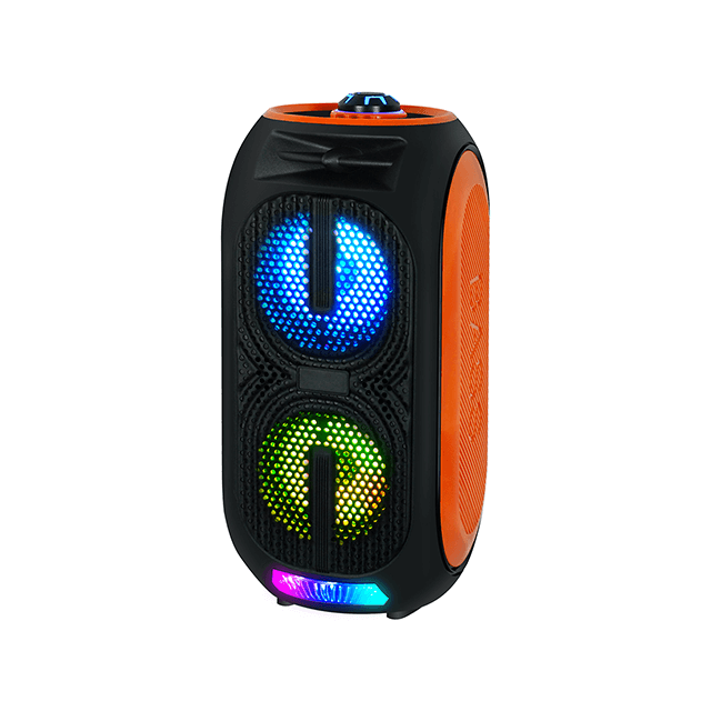 Altavoz inalámbrico portátil recargable con molde privado dual de 4 pulgadas con luz intermitente RGB-2