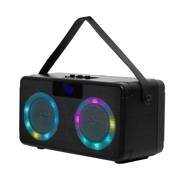 Altavoz recargable Bluetooth portátil de 4 pulgadas con luces de anillo coloridas