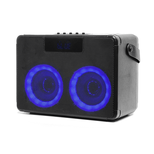 Altavoz recargable Bluetooth portátil dual de 5 pulgadas con luces de anillo coloridas