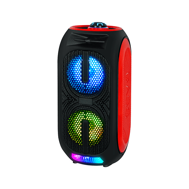 Altavoz inalámbrico portátil recargable con molde privado dual de 4 pulgadas con luz intermitente RGB-2