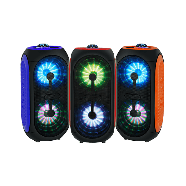 Doble altavoz inalámbrico recargable portátil de molde privado de 4 pulgadas con luz intermitente RGB