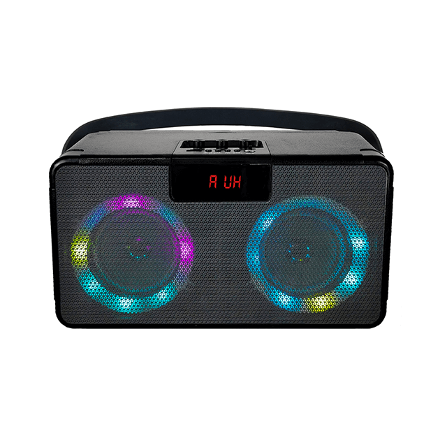 Altavoz recargable Bluetooth portátil de 4 pulgadas con luces de anillo coloridas