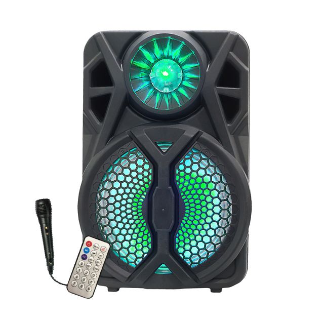 Altavoz recargable Bluetooth clásico de 8 pulgadas con luces intermitentes RGB