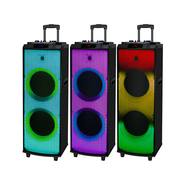 Altavoz de madera recargable Bluetooth de 12 pulgadas con luz de llama RGB 