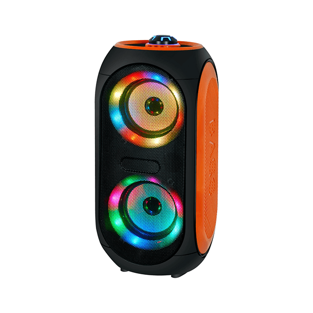 Doble altavoz inalámbrico recargable portátil de molde privado de 4 pulgadas con luz de anillo RGB 