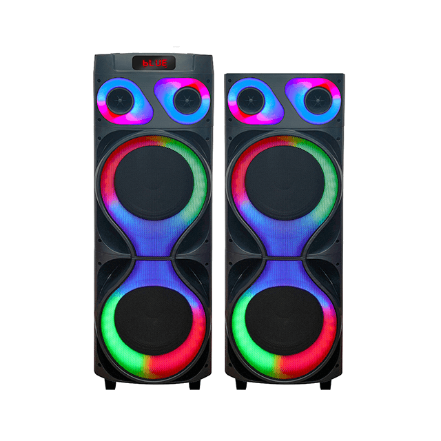 Altavoz de madera recargable Bluetooth de 12 pulgadas con luces de anillo de fiesta 