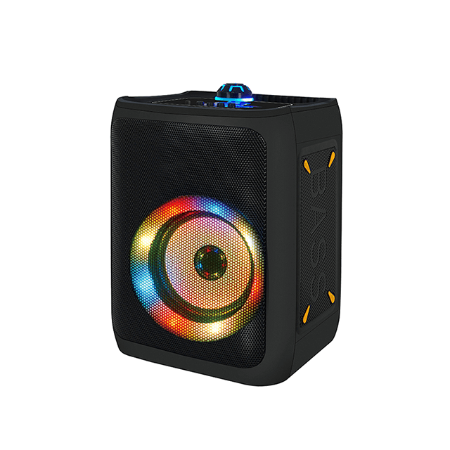 Altavoz recargable Bluetooth portátil de 4 pulgadas con luces de anillo RGB