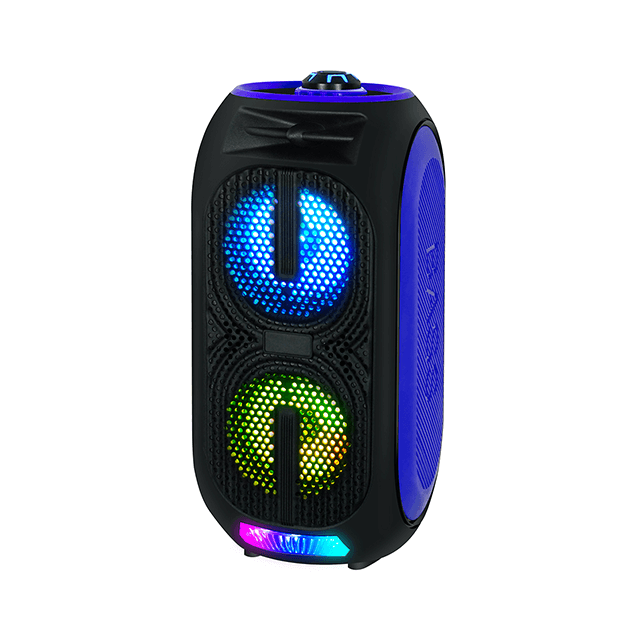 Altavoz inalámbrico portátil recargable con molde privado dual de 4 pulgadas con luz intermitente RGB-2