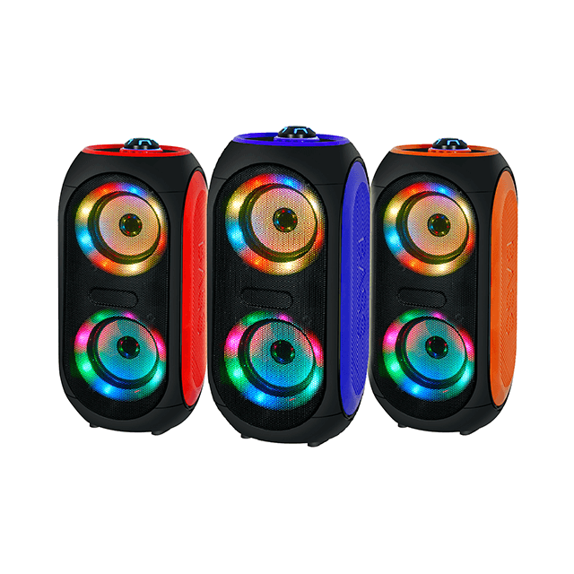 Doble altavoz inalámbrico recargable portátil de molde privado de 4 pulgadas con luz de anillo RGB 