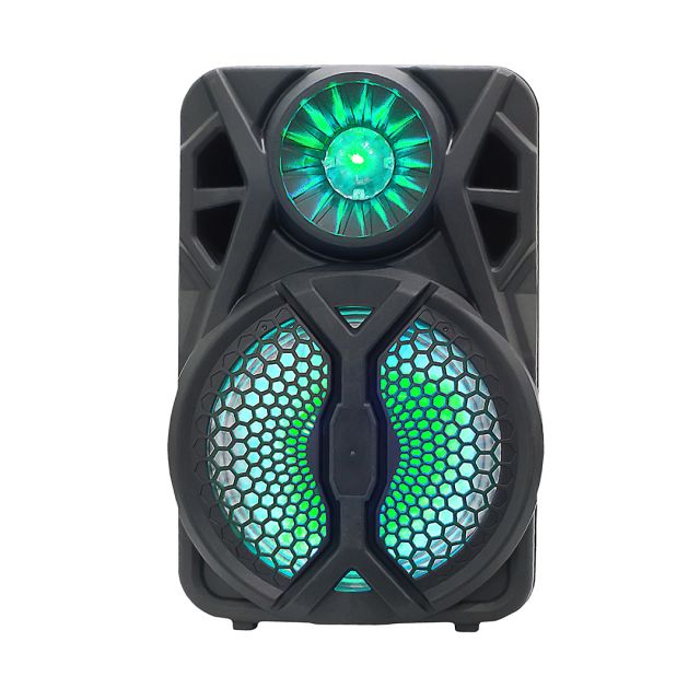 Altavoz recargable Bluetooth clásico de 8 pulgadas con luces intermitentes RGB