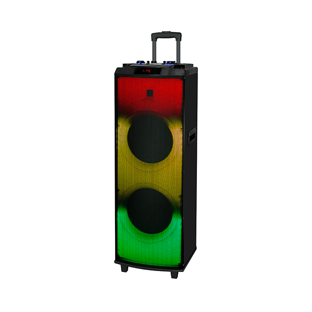 Altavoz de madera recargable Bluetooth de 12 pulgadas con luz de llama RGB 