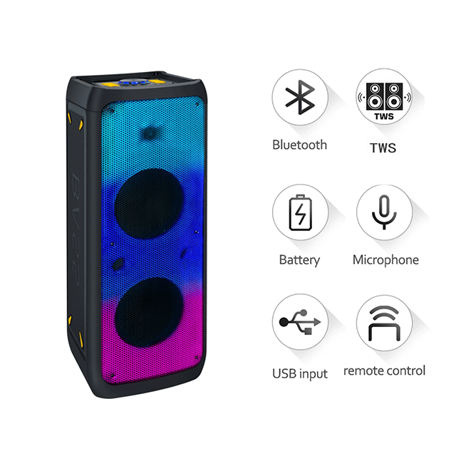 Altavoz recargable Bluetooth de ventas calientes de 10 pulgadas con luz de llama de fiesta