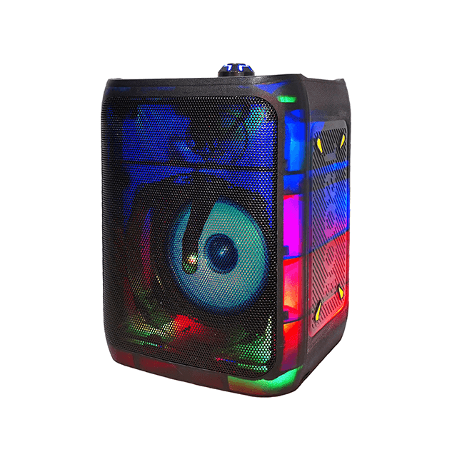 Altavoz transparente recargable Bluetooth portátil de 4 pulgadas con luz LED de panel completo