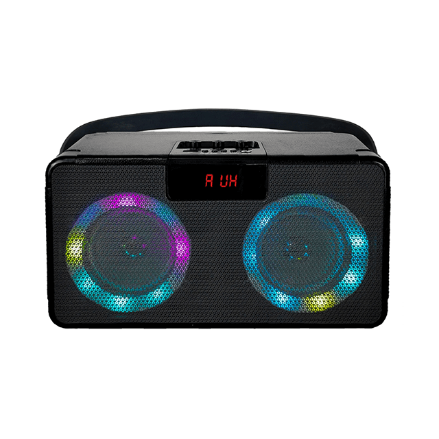 Altavoz recargable Bluetooth portátil de 4 pulgadas con luces de anillo coloridas