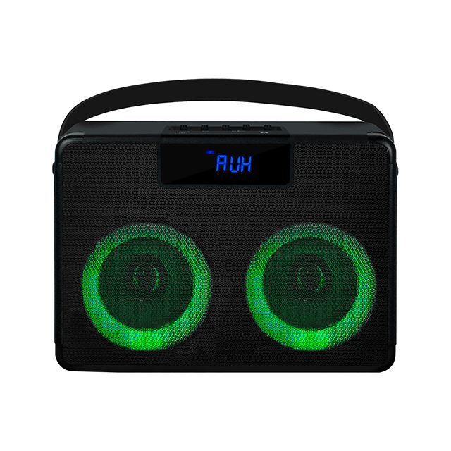Altavoz recargable Bluetooth portátil dual de 5 pulgadas con luces de anillo coloridas
