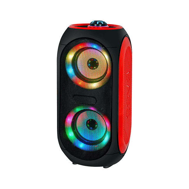 Doble altavoz inalámbrico recargable portátil de molde privado de 4 pulgadas con luz de anillo RGB 