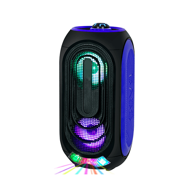 Altavoz inalámbrico recargable portátil de molde privado dual de 4 pulgadas con luz intermitente envolvente RGB 