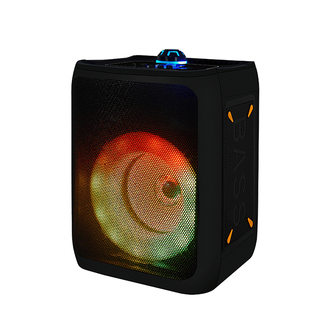 Altavoz recargable Bluetooth portátil de 4 pulgadas con luces de anillo RGB