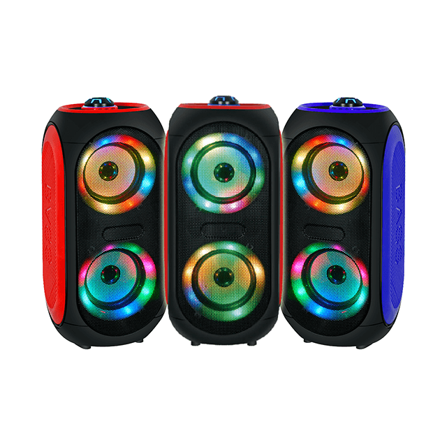 Doble altavoz inalámbrico recargable portátil de molde privado de 4 pulgadas con luz de anillo RGB 