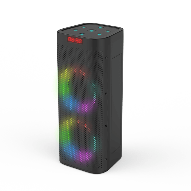 Nuevo altavoz recargable portátil Bluetooth dual de 4 pulgadas con luces de anillo RGB 
