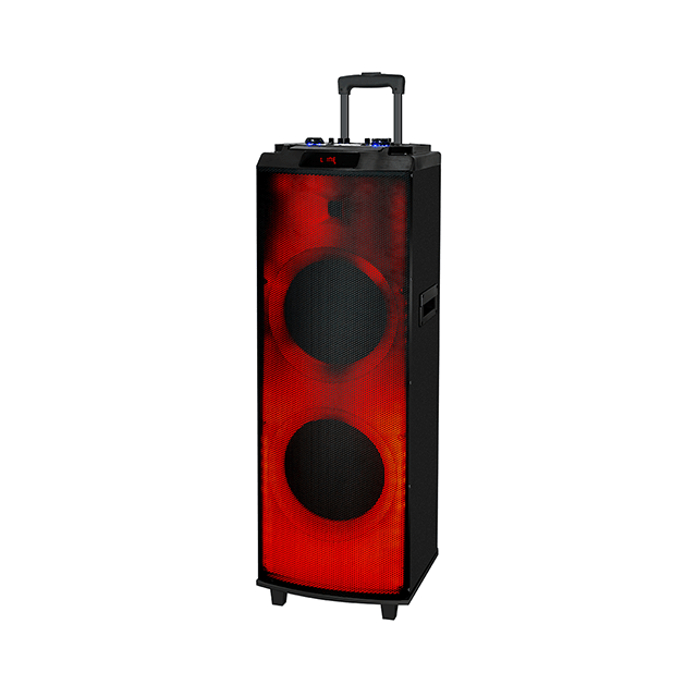 Altavoz de madera recargable Bluetooth de 12 pulgadas con luz de llama RGB 