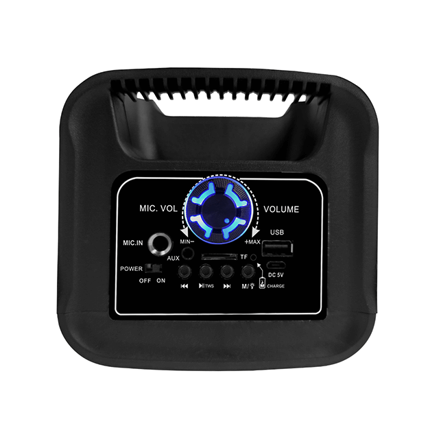 Altavoz transparente recargable Bluetooth portátil de 4 pulgadas con luz LED de panel completo