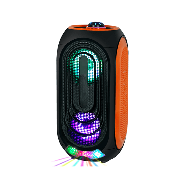 Altavoz inalámbrico recargable portátil de molde privado dual de 4 pulgadas con luz intermitente envolvente RGB 