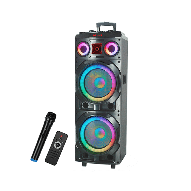 Altavoz de madera recargable Bluetooth de 12 pulgadas con luces de anillo RGB 