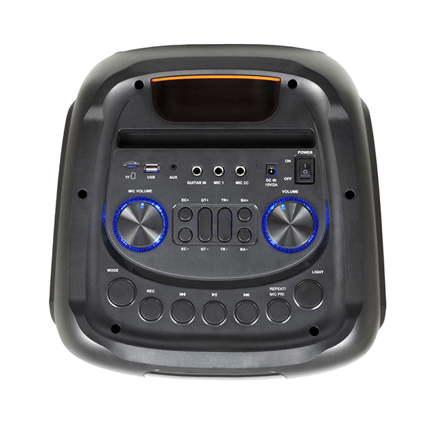 Altavoz recargable Bluetooth dual de 8 pulgadas con luz de movimiento líquido RGB