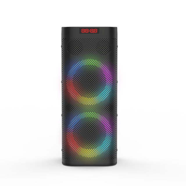 Nuevo altavoz recargable portátil Bluetooth dual de 4 pulgadas con luces de anillo RGB 