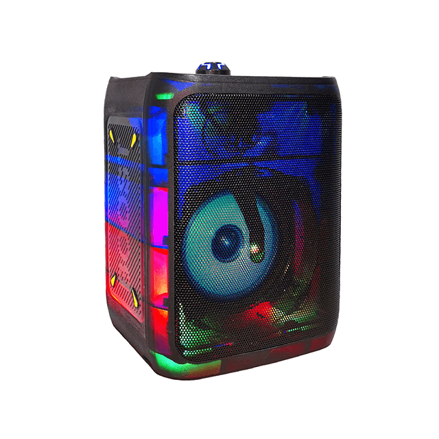 Altavoz transparente recargable Bluetooth portátil de 4 pulgadas con luz LED de panel completo