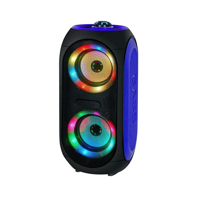 Doble altavoz inalámbrico recargable portátil de molde privado de 4 pulgadas con luz de anillo RGB 