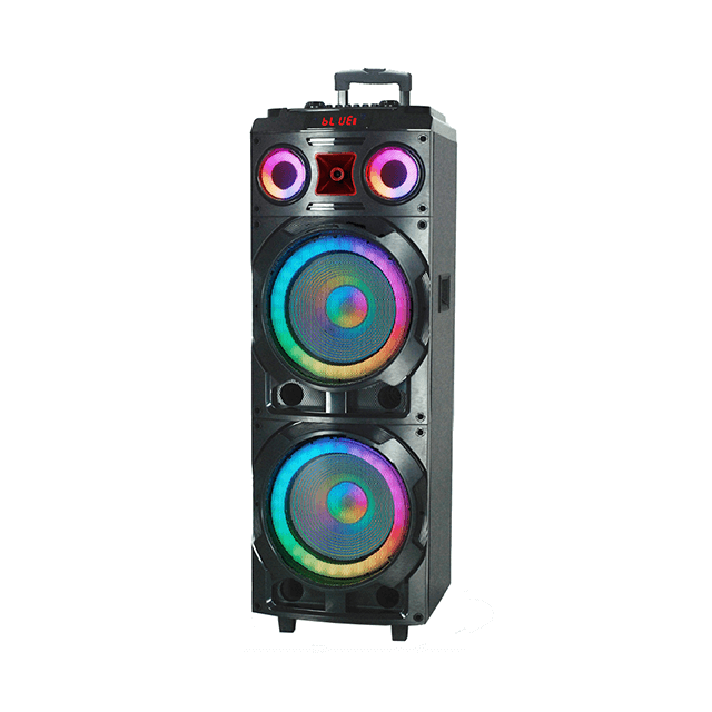 Altavoz de madera recargable Bluetooth de 12 pulgadas con luces de anillo RGB 