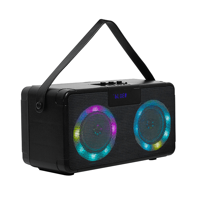 Altavoz recargable Bluetooth portátil de 4 pulgadas con luces de anillo coloridas